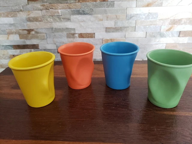 Lot De 7 Tasses à Café Revol - Collection Froissé - Rouge Brillant - Très Bon état