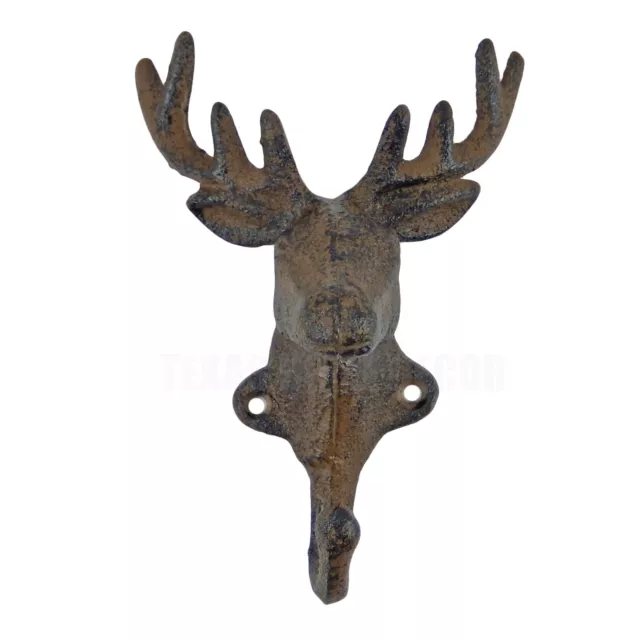 Cast Iron Deer Antler Wall Hook Key Towel Coat Hanger Rustic Cabin & Lodge Decor 2