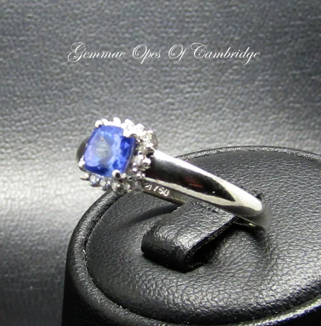 18CT GOLD RING Iolite and Diamond Halo Size N 3g US Size 6 3/4 18k 