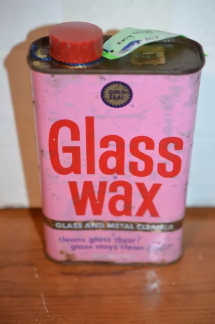 VTG GOLD SEAL GLASS WAX 16 OZ. CAN TIN WITH CAP BOTTOM RUSTED EMPTY