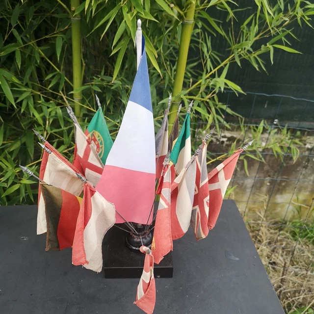 Support De Drapeau En Bois Pour Bureau - Base Ronde Double Porte-drapeaux - Installation Facile