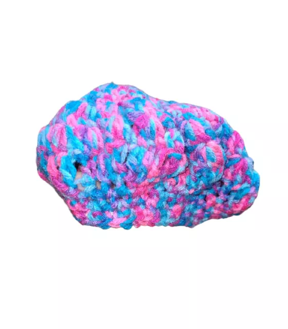 Crochet Hat Girls Handmade Pink And Blue Beanie Beret Cap