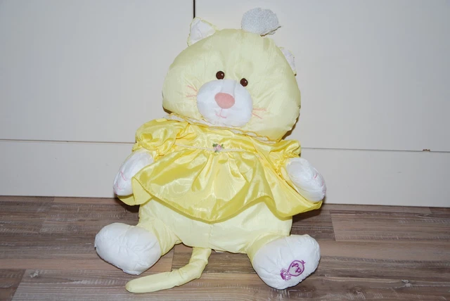 Peluche Puffalump chat jaune blanc FISHER PRICE 1986 vintage doudou en toile