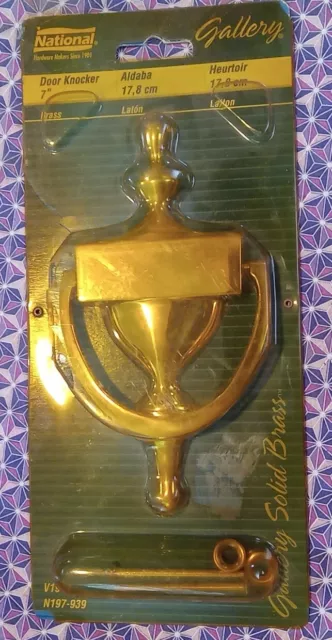 NOS National Hardware GALLERY SERIES V1914/N197-939 Solid 7" Brass Door Knocker