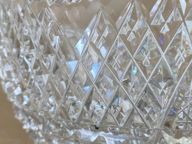Antique Victorian American Brilliant Glass ABP Cut Crystal Hobstar 8" Bowl Dish 5