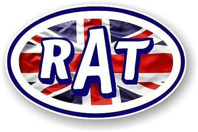 Oval Retro RAT Ratlook Ratrod Union Jack Flag STP Style Vinyl car sticker Decal