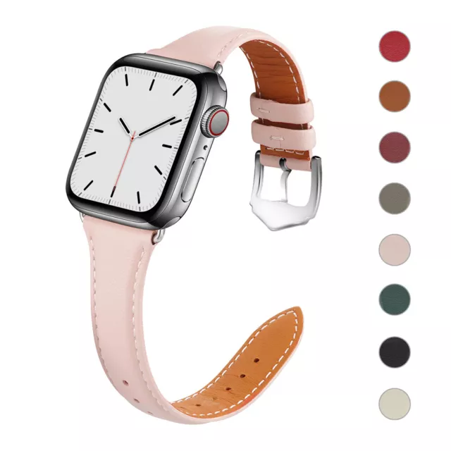 For Apple Watch Series 9 8 7 6 5 SE Slim Leather Band Women Strap 40/44/41/45mm