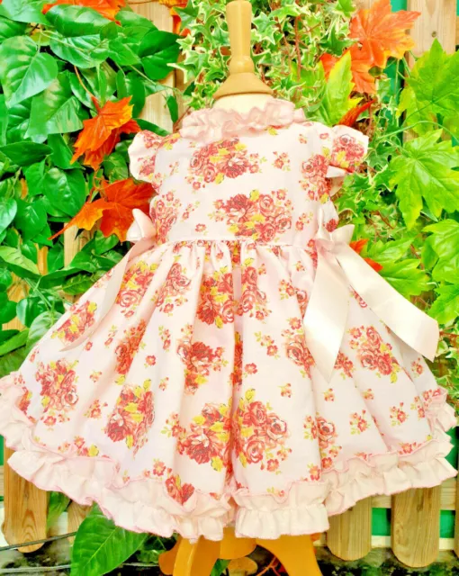 DREAM 12-18 MONTHS BABY GIRLS pink floral puffball flutter ruffles summer dress