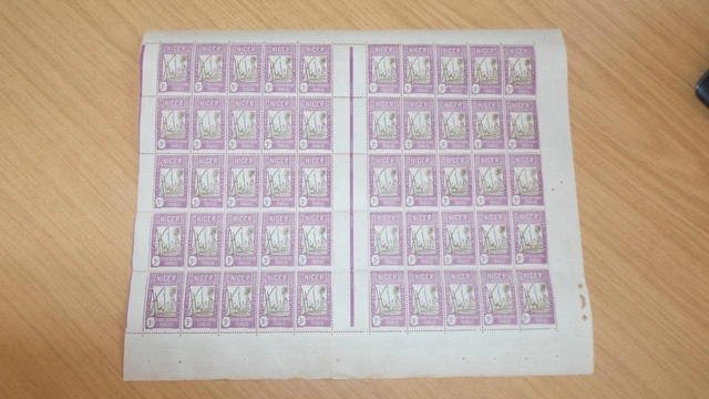 AG594d: Sheet of 50 French Colony Stamps 1930/40s - 3c - Niger - Francaise