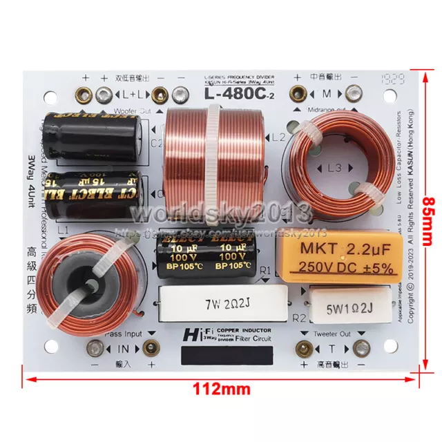 2 Stck. Kasun L-480C 3-Wege 4 Einheiten Hi-Fi Lautsprecher Frequenzteiler Frequenzweiche Filter 3