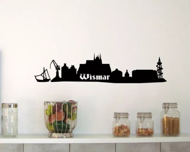 Wandtattoo Hansestadt Wismar Skyline Wandaufkleber   30 x 7,1cm  Wandsticker