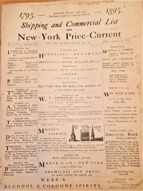 1895-Shipping-Commercial List-New York Price Current-32 Page Original Newspaper