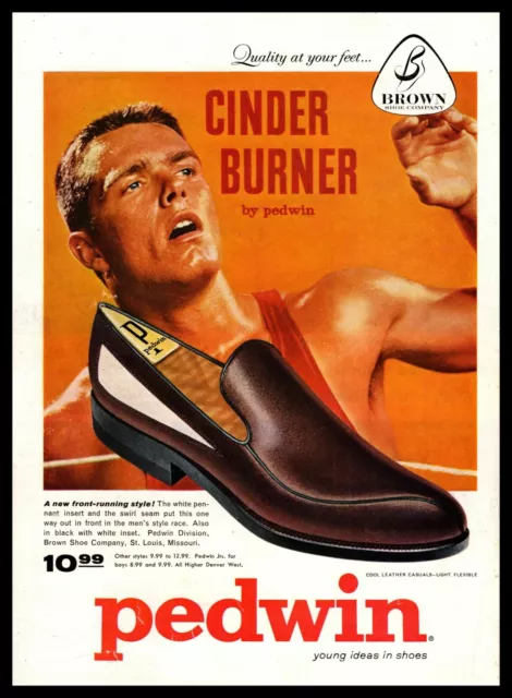 1960 Pedwin "Cinder Burner" Leather Casuals Brown Shoe Co. St. Louis MO Print Ad
