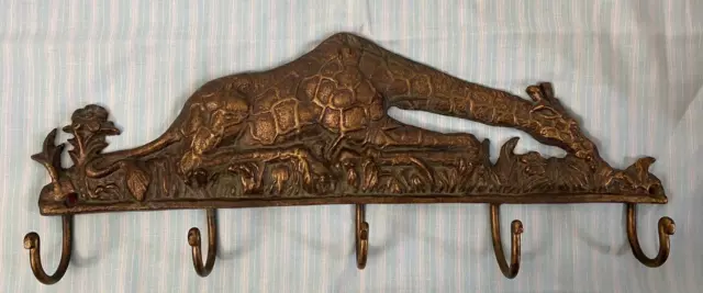 Brass Coat Hook Hanger Antique Key Towel Hat 5 Hooks Rack Wall Decor Zebra
