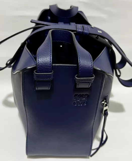 100% Auth. Loewe Hammock Small Leather Navy 2WAY Shoulder Bag L10.25”xH9.75”