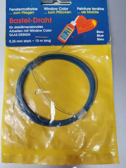 Basteldraht Draht 0,35mm x 10m farbig blau ideal für Window Color  Glas Design