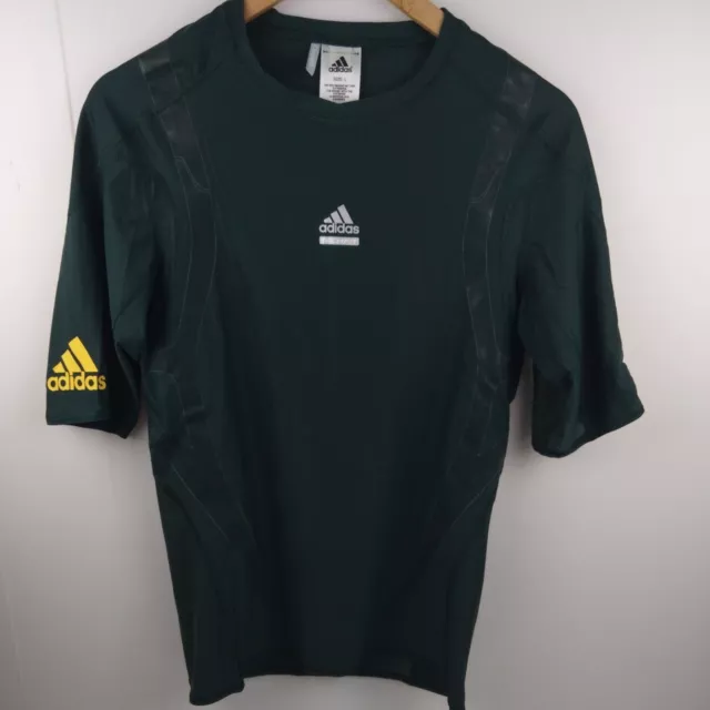 Adidas Climacool 365 Techfit Mens Large Green Compression Gym Training Shirt