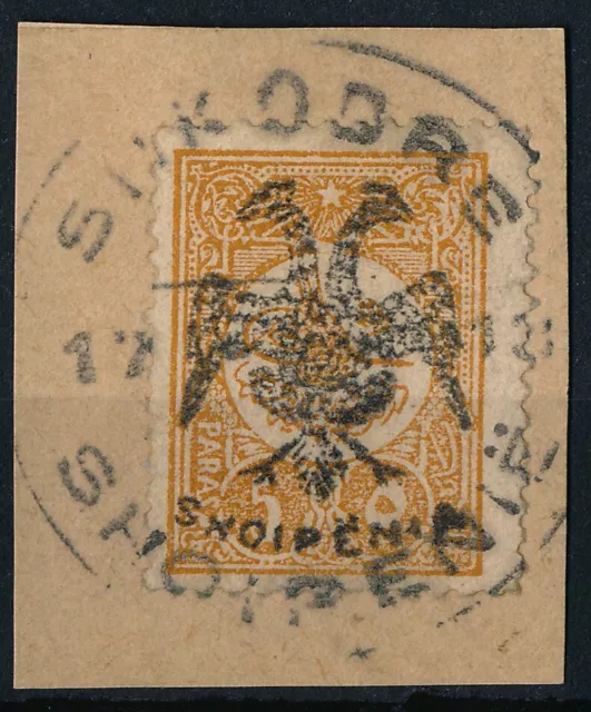 ALBANIA - SHKODRE 1913, DOUBLE EAGLE ON OTTOMAN 5 paras USED STAMP, RR! #A731