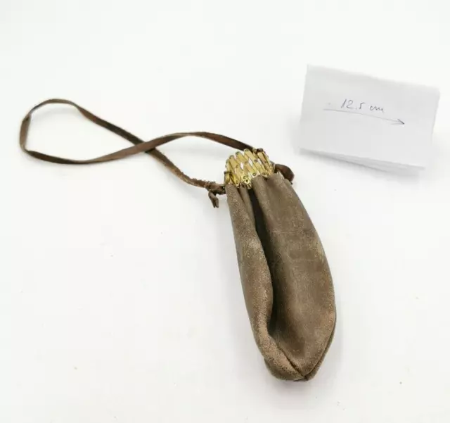 Alter antiker Tabakbeutel Tasche aus Leder mit Zugverschluss funktionsfähig