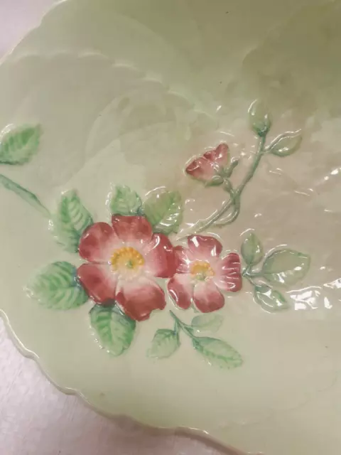 REDUCED-Vintage Australian CARLTON WARE BOWL Green Wild Rose Leaf 1930s #2 3