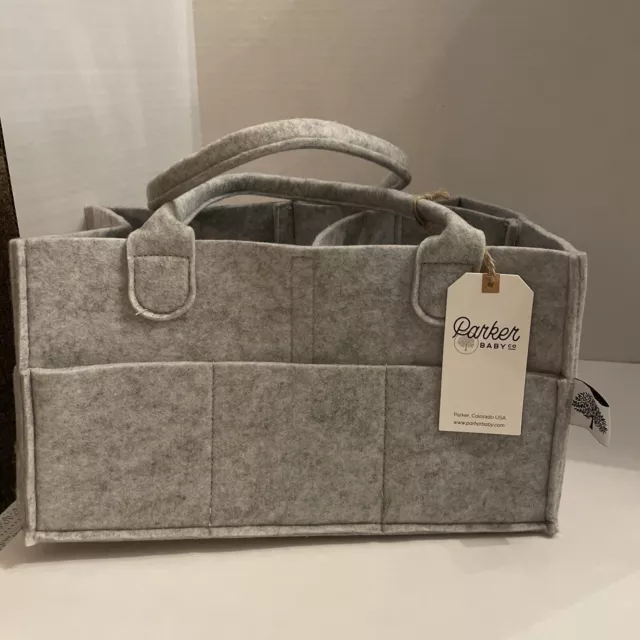 Parker Baby Co. Diaper Caddy Organizer Gray Cotton Felt