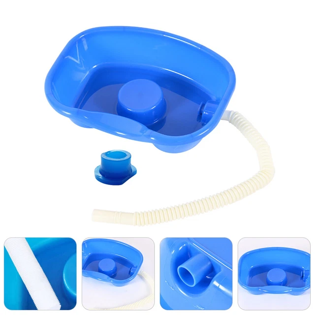 Bandeja para lavar el cabello lavabo de cama fácil lavabo de plástico lavabo