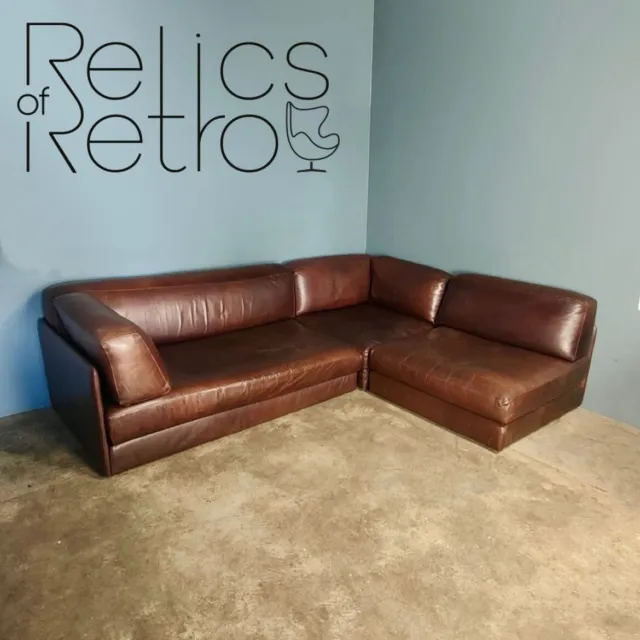 Mid Century Red Brown Modular Leather De Sede DS-76 Sofa Vintage Retro MCM