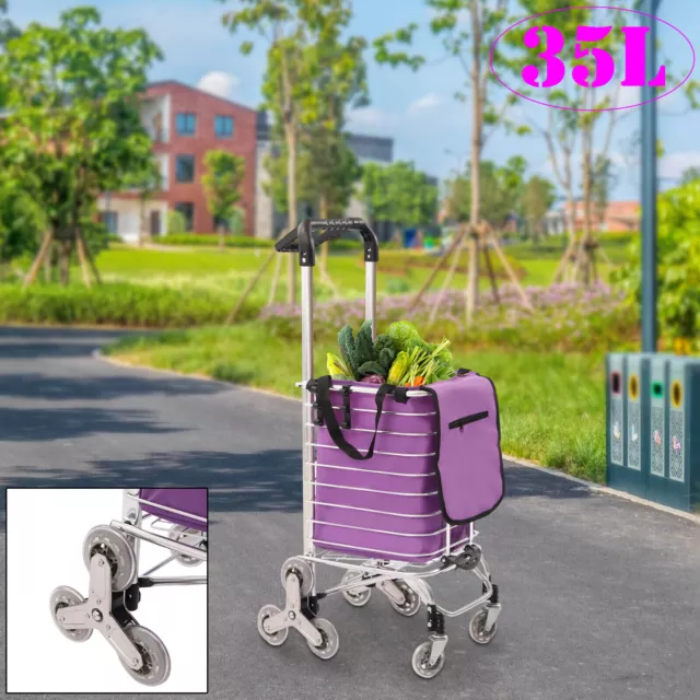 2-IN-1 Foldable Shopping Cart Basket Grocery Laundry 8-Wheels & Oxford Cloth Bag