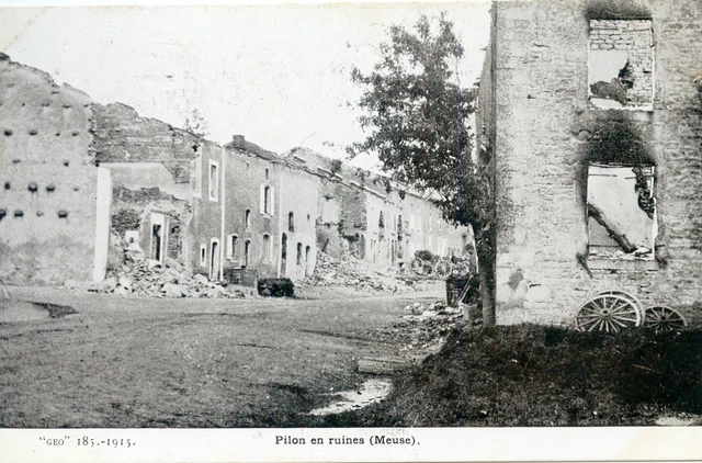 Ww1 // Cpa / Military War // The Meuse Pylon In Ruins