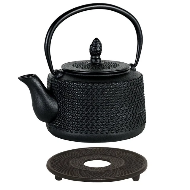 AVANTI EMPEROR HOBNAIL Cast Iron Tea Pot 750 ml Black BONUS TRIVET