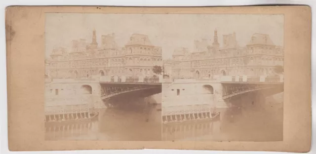 Paris Stereoansicht-Hotel de Ville vom Fluss, c1850er