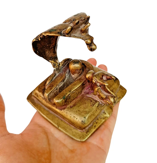 1800's Old Antique Brass Hand Carved Rare Hindu God shiva Linga Statue / Figure