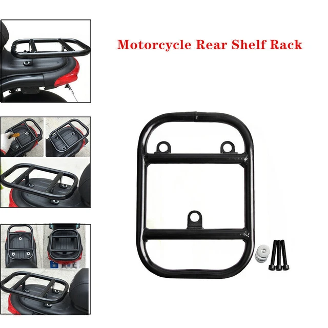 Motorcycle Modified Trunk Seat Rear Metal Box Tail Fin Shelf Luggage Black Rack