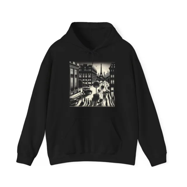 Adult Hoodie Sweatshirt Vintage Paris Eiffel Tower Art Deco Classy Cool Travel