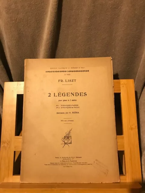 Franz Liszt Deux légendes pour piano rev. S. Riéra partition éditions Durand