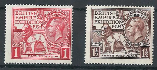 GB 1924 Wembley set MNH sg430-1, 1d with interesting paper inclusion