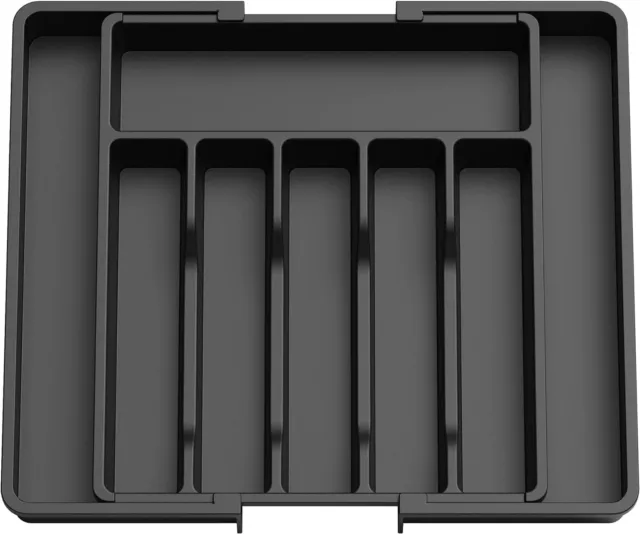 Organizador de cajón de cubiertos Lifewit, bandeja de utensilios expandible para cocina, negro