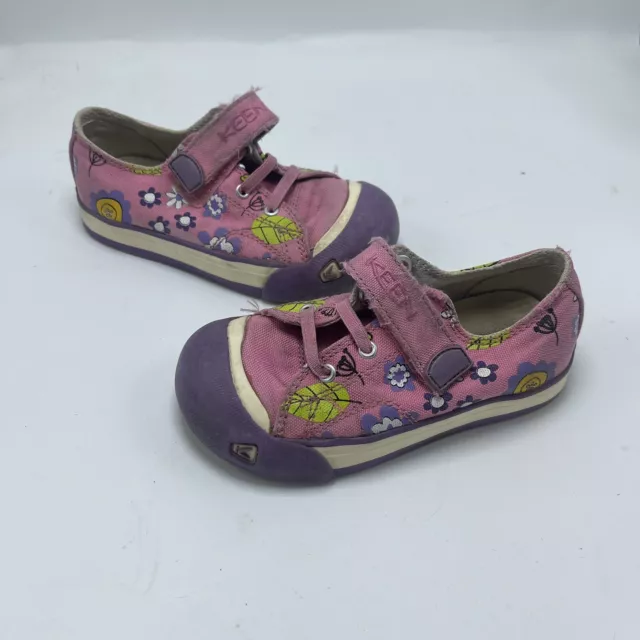 Keen Little Girls Pink Floral Hook & Loop Shoes Size 9 Toddler