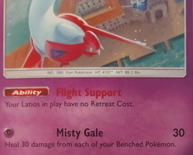 Latias Pokemon Trading Card, 2017, Foil, Eon Pokemon, No 380, Pre Owned 5