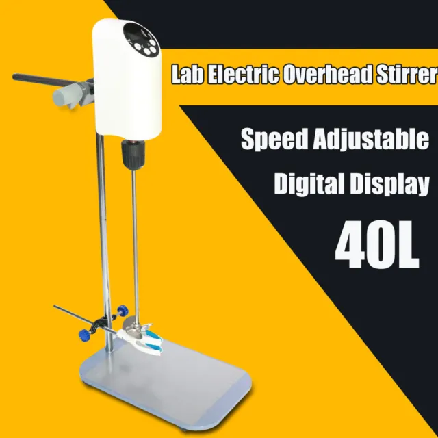 40L Lab Agitator Electric Overhead Stirrer Mixer Homogenizer W/ Digital Display