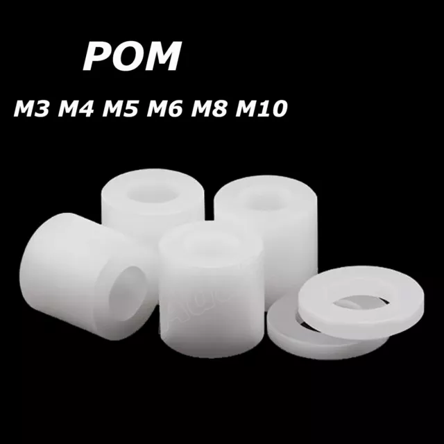 White POM Plastic Spacers Standoff M3,4,5,6,8,10 Round Bushing Sleeve Washers