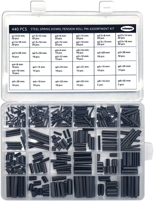 440 pz set assortimento spille a molla scanalate tassello a molla diviso in acciaio