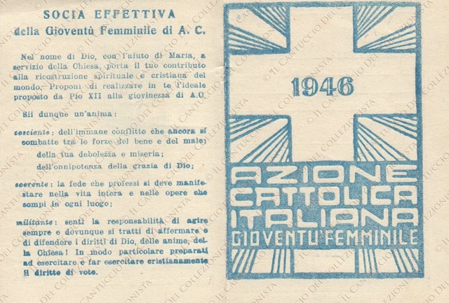 1946 Azione Cattolica italiana gioventù femminile Tessera socia