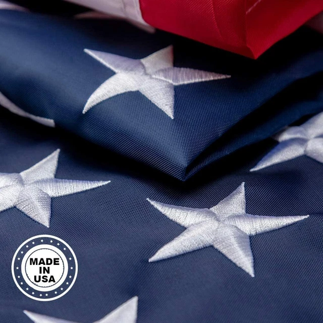 2x3 ft Made in USA American Flag 300D Polyester Embroidered Stars Sewn Stripes