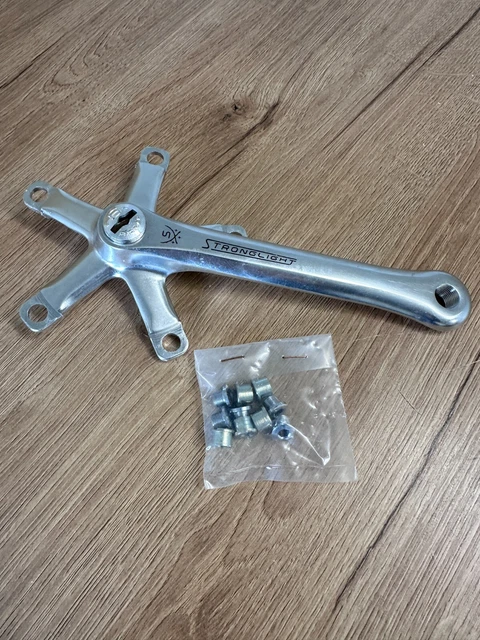 Pédalier Vélo Rétro NOS Stronglight 390 - 170 Mm, 5 Bras, Argent - Sans Plateau