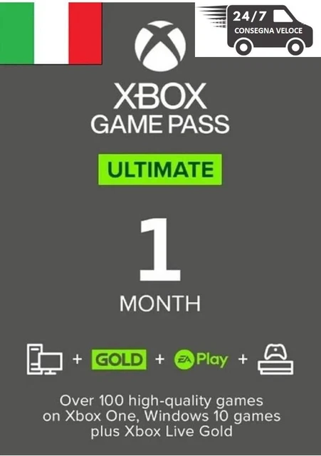 XBOX Game Pass Ultimate 1 Mese 🚀🚀🚀+ Live Gold + EA Play Per Xbox Pc Cloud