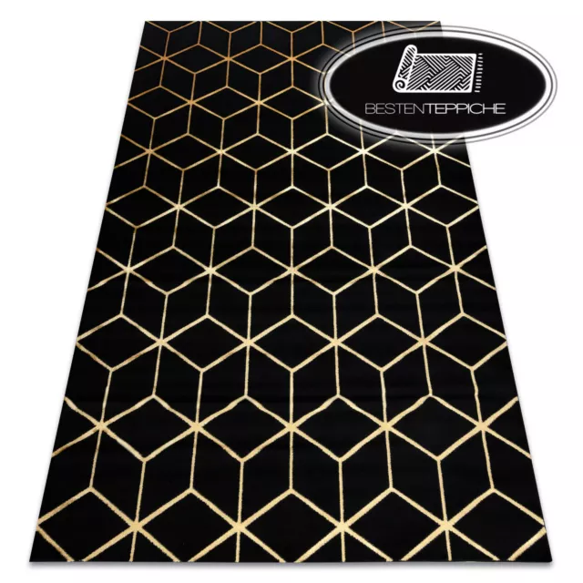Moderne originalle Teppiche "GLOSS" Würfel 3D, Art deco, stilvoll schwarz gold