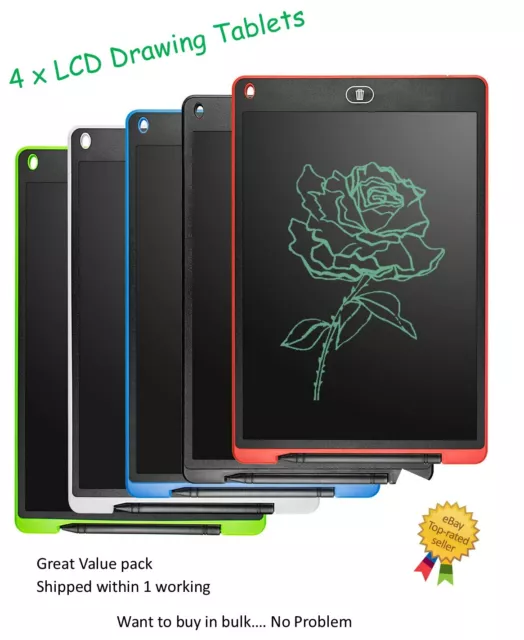 4 x Electronic Digital LCD Writing Tablet Drawing Board Graphics Kids Gift 8.5"