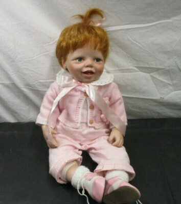 Reborn Porcelain Baby Doll Red Hair AEL 2005 Signed 21" blue eyes teeth smiling