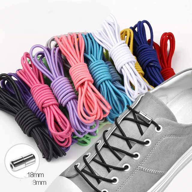 1Pair Metal Lock Shoelaces Round Elastic Shoe Laces Special No Tie ShoelaceB_DS